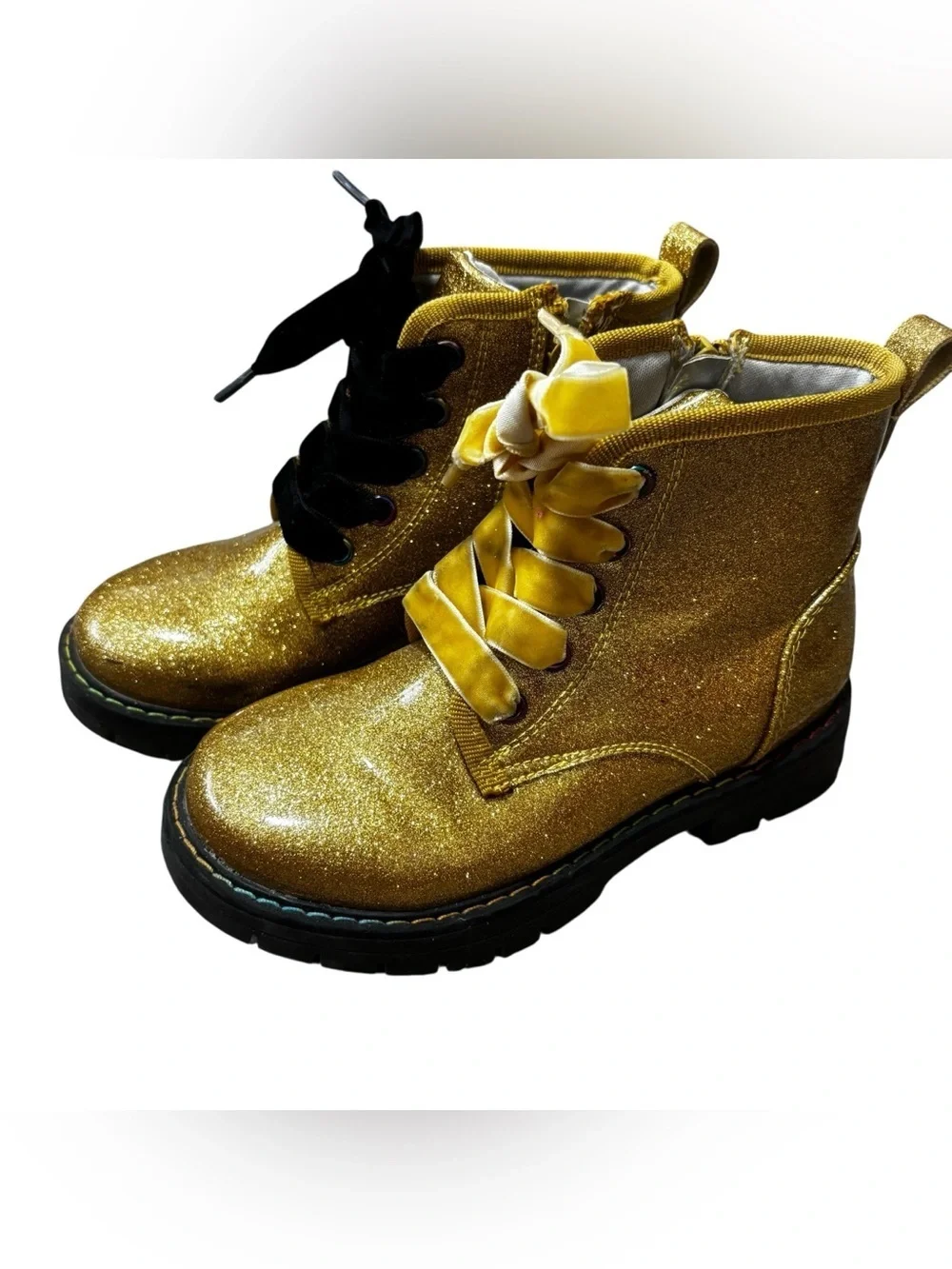 Dream Pairs gold glitter side zipper high top boots girls kids size 12